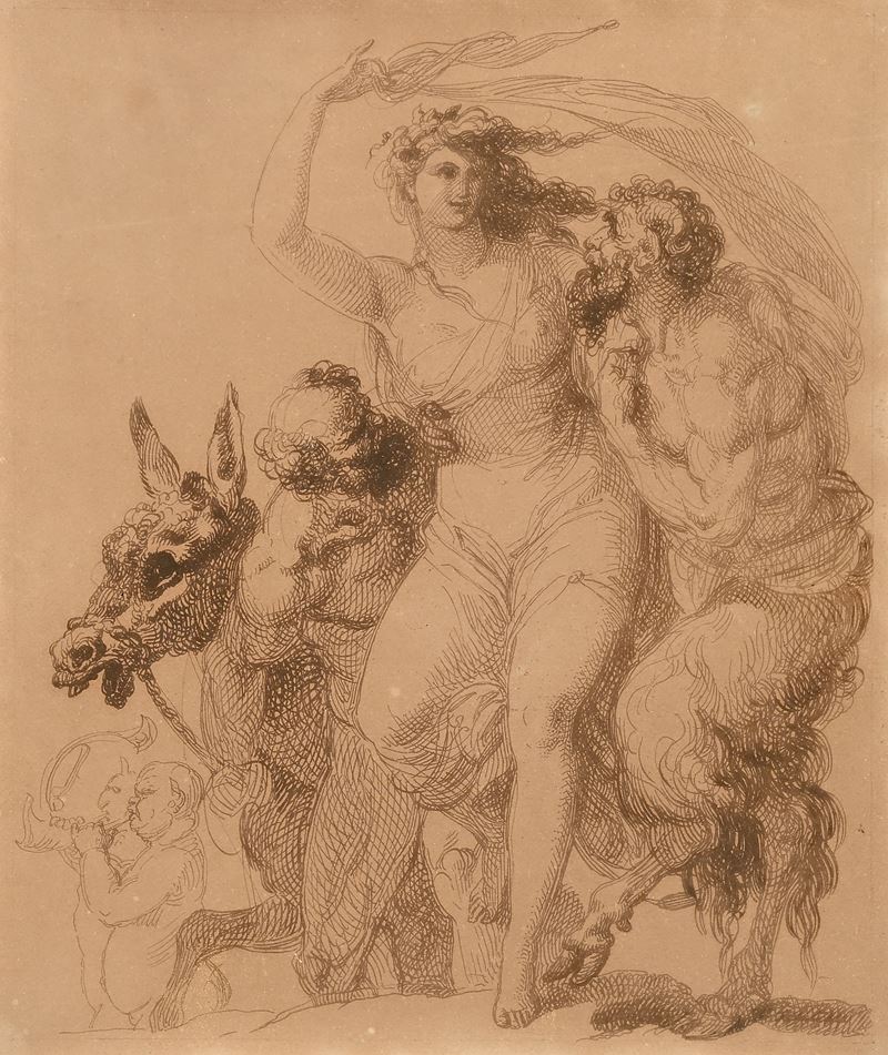 Scuola Neoclassica Italiana - Satiri e Ninfa