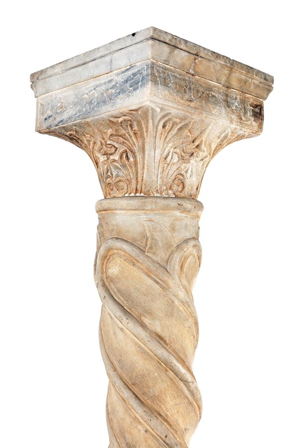 Colonna "salomonica" in marmo bianco, XIX secolo