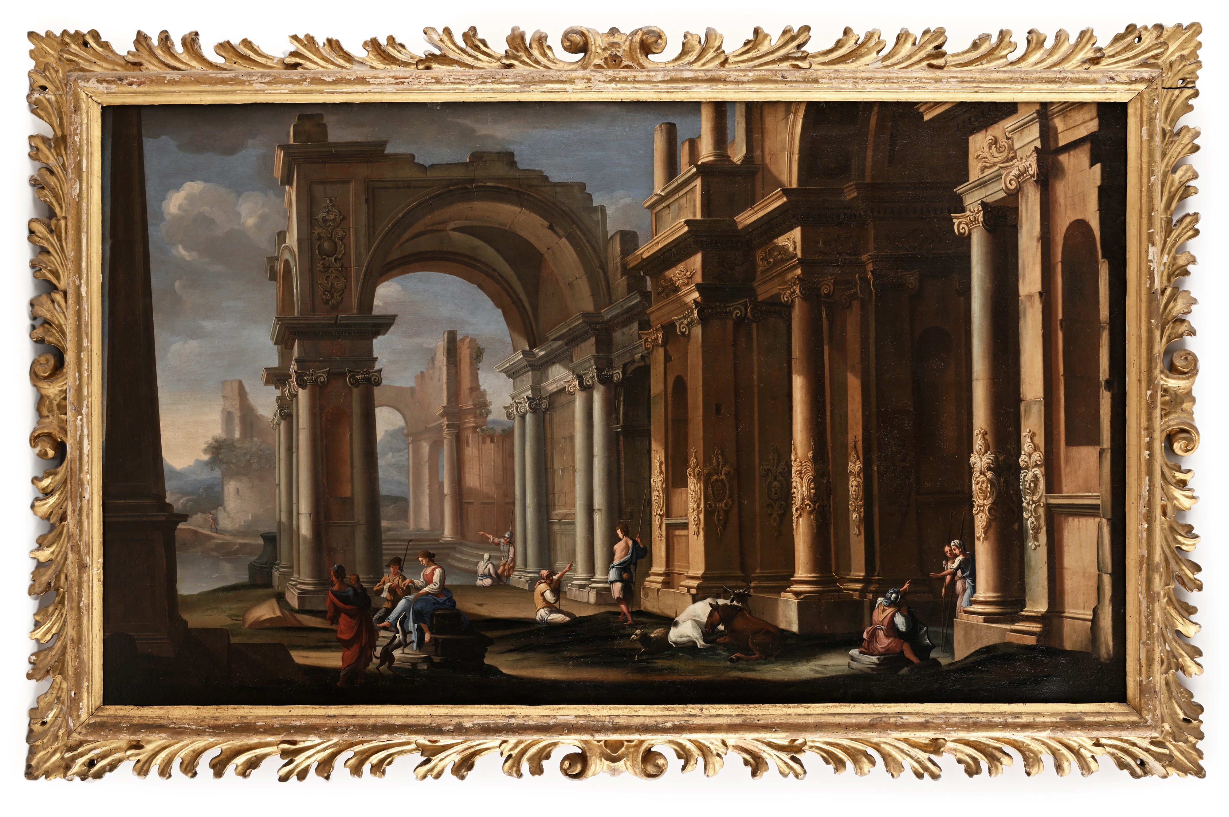 Pittore Lombardo del XVIII Secolo - Coppia di Dipinti Raffiguranti Capricci Architettonici