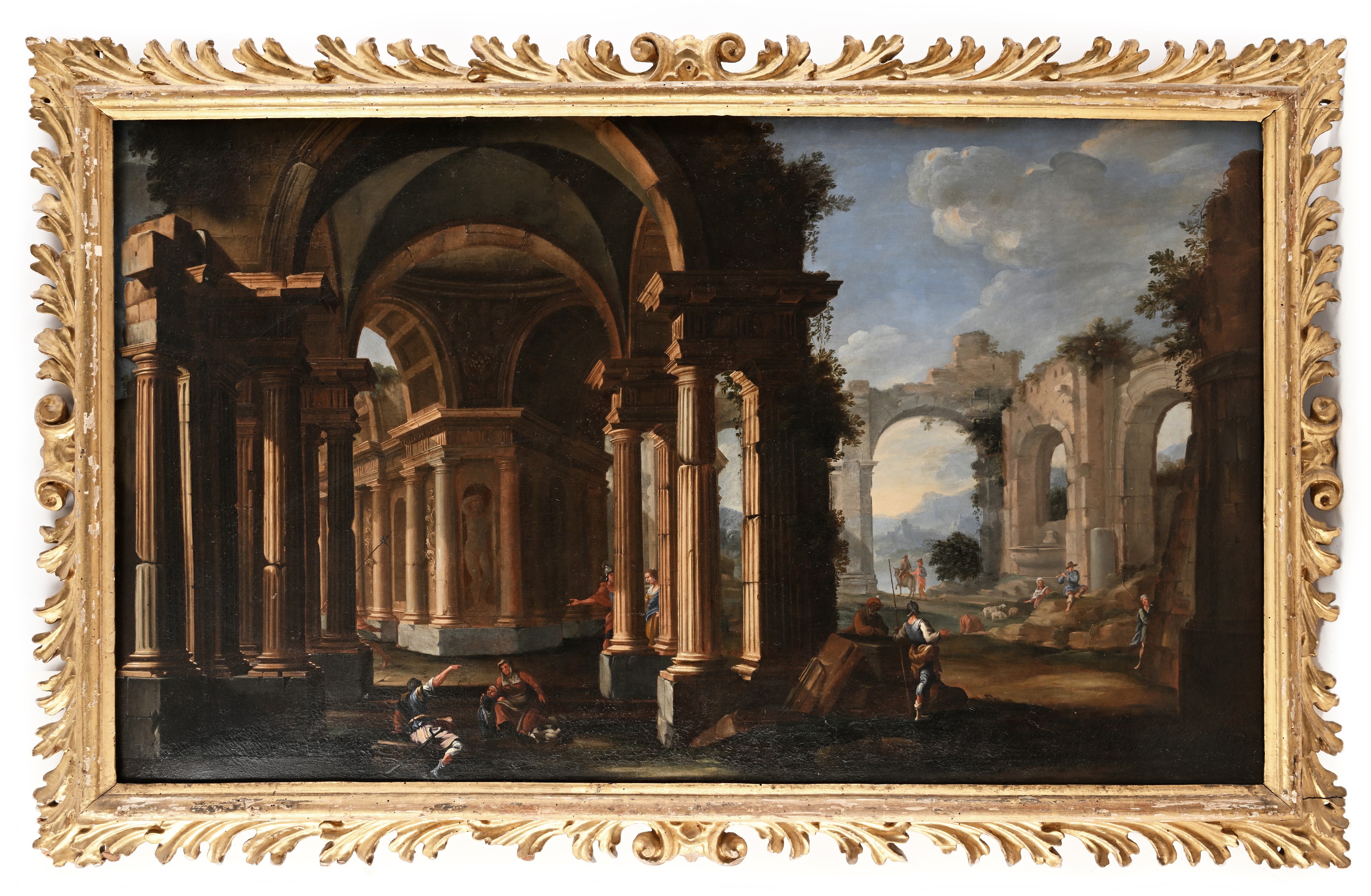 Pittore Lombardo del XVIII Secolo - Coppia di Dipinti Raffiguranti Capricci Architettonici