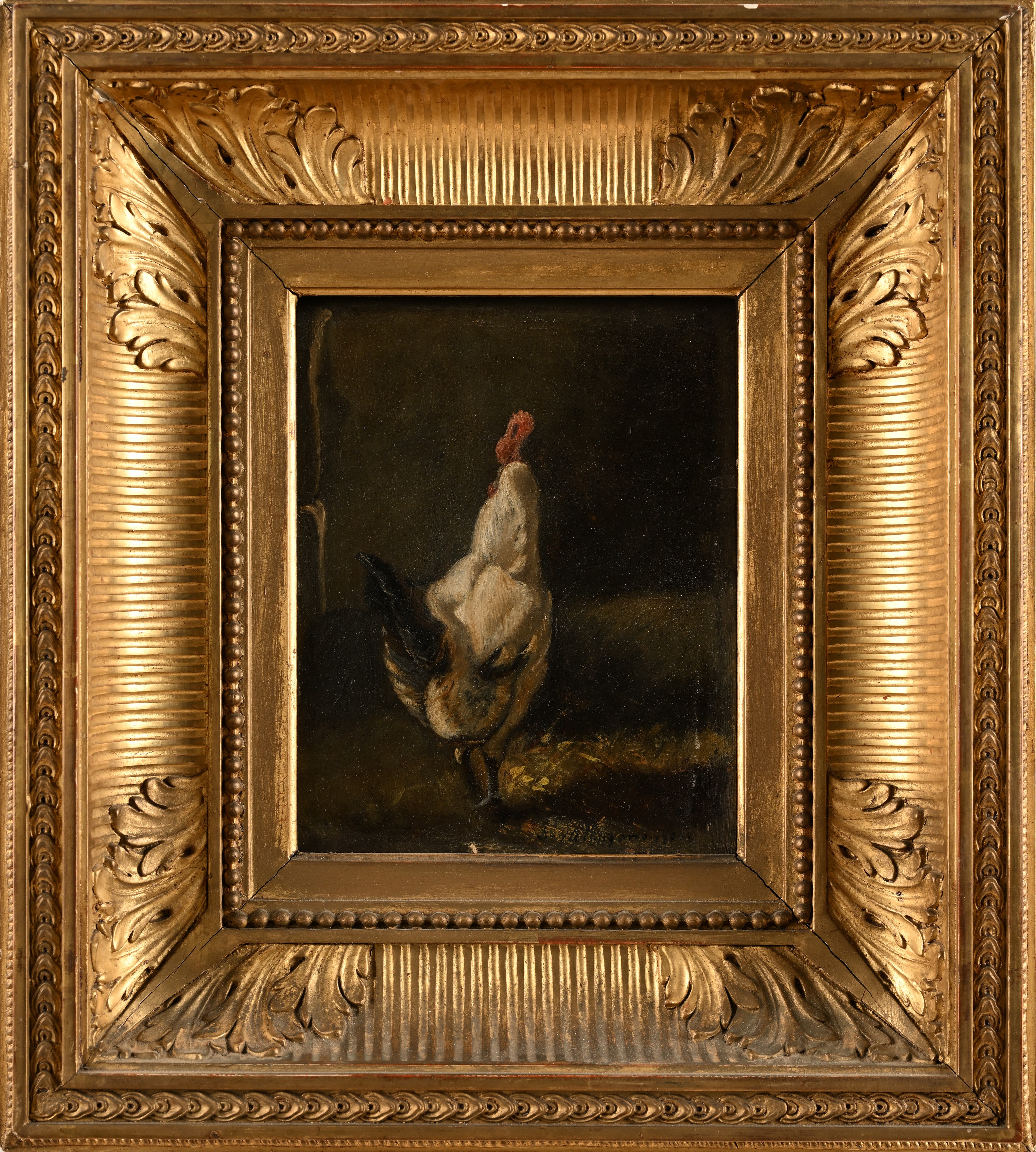 Cimino di Valenzano (scuola Francese del XIX Secolo) - Coppia di Dipinti Raffigurante Galli