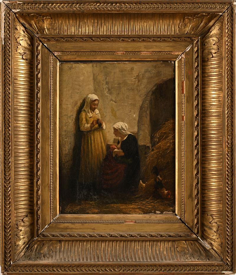 Scuola Francese del XIX Secolo - Donna che Allatta e Donna che Cuce