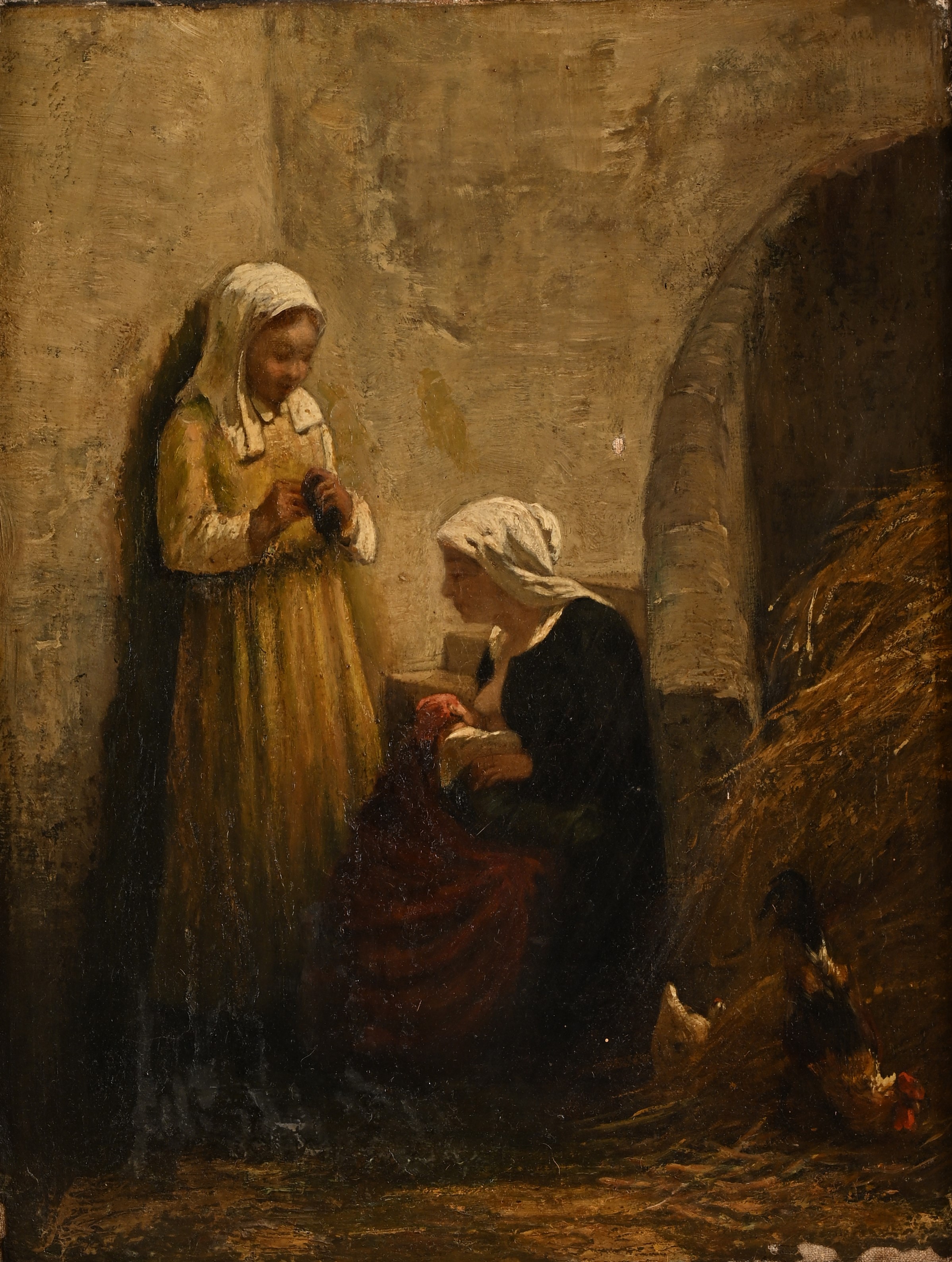 Scuola Francese del XIX Secolo - Donna che Allatta e Donna che Cuce