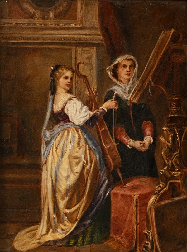 Due musiciste in un interno