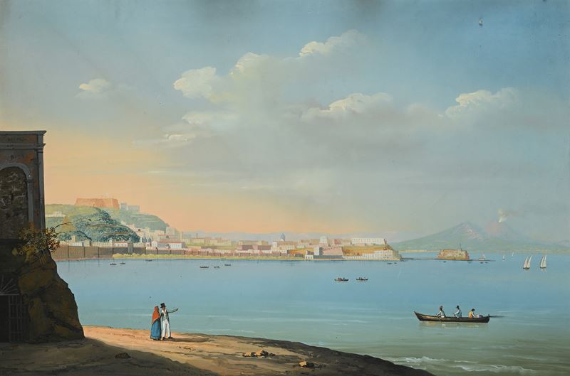 Scuola Napoletana del XIX Secolo - 'napoli da Mergellina'