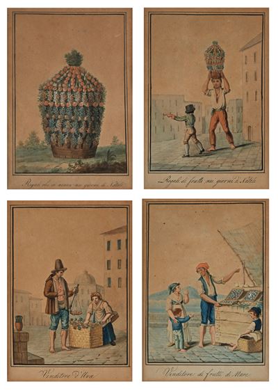 'venditore D'uva'; 'venditore di Frutti di Mare'; 'regali di Frutti nei Giorni di Natale'; 'regal...