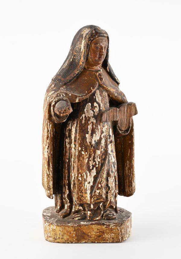 Scultura in legno laccato e dorato, XVI/XVII secolo