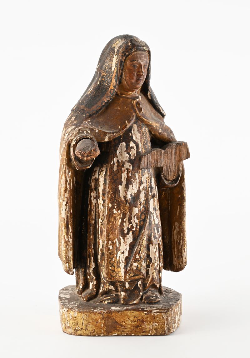 Scultura in legno laccato e dorato, XVI/XVII secolo