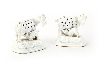 Coppia di Portastecchini in Ceramica Bianca, XIX Secolo