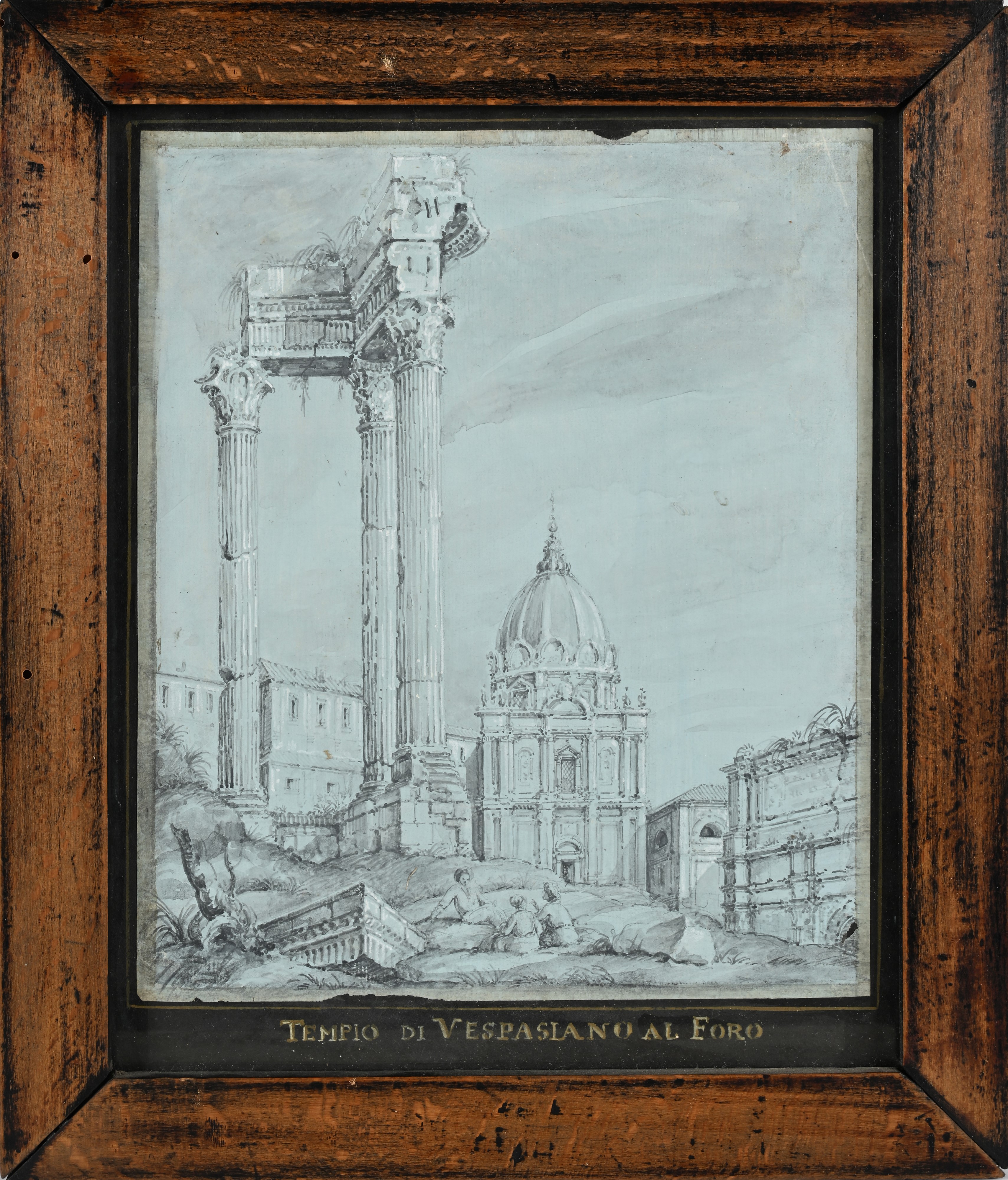 Scuola Romana del XIX Secolo - Tempio di Vespasiano al Foro