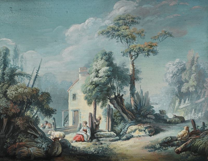 Scuola Inglese del XVIII Secolo - “paesaggio Pastorale”