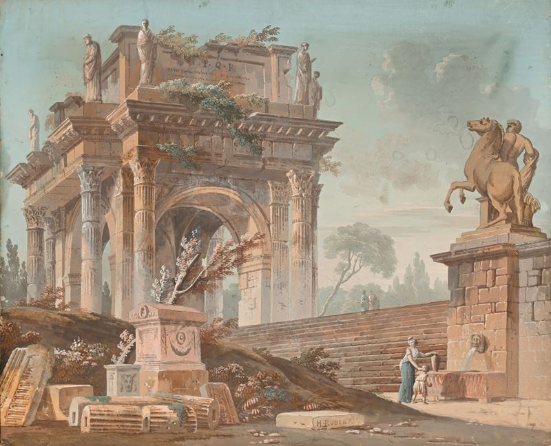 Hubert Robert - Capriccio con Rovine Classiche
