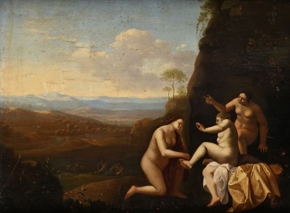 Cornelis  van Poelenburgh - Paesaggio con ninfe