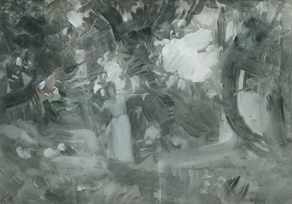 Paesaggio con figura femminile