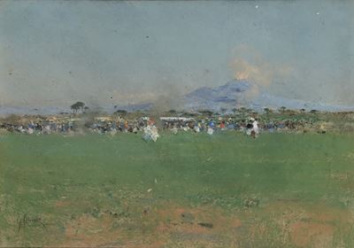 Festa in Campagna con il Vesuvio sullo Sfondo