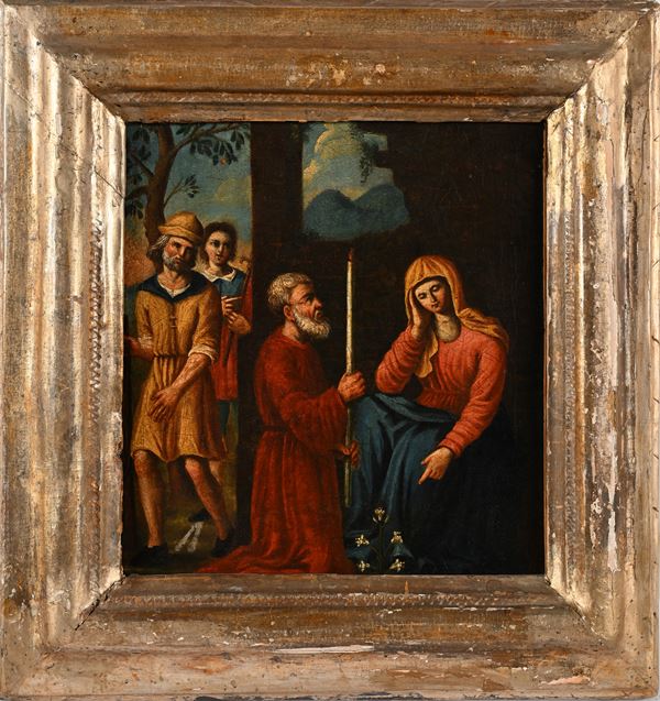 Pittore del XVI secolo - Santa Vergine con Fedeli