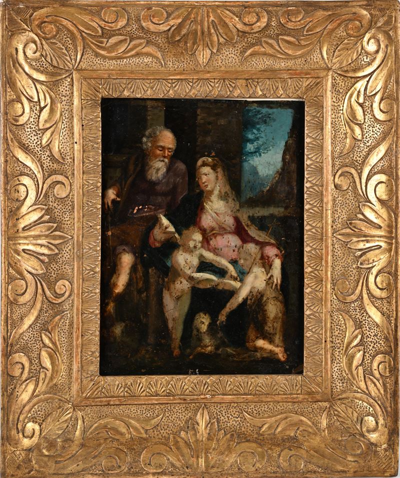 Pittore del XVII Secolo - Sacra Famiglia con San Giovannino