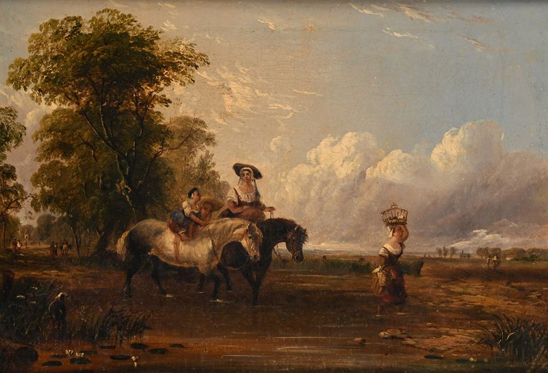 Sir Augustus Wall Callcott - Di ritorno dal mercato, olio su tela