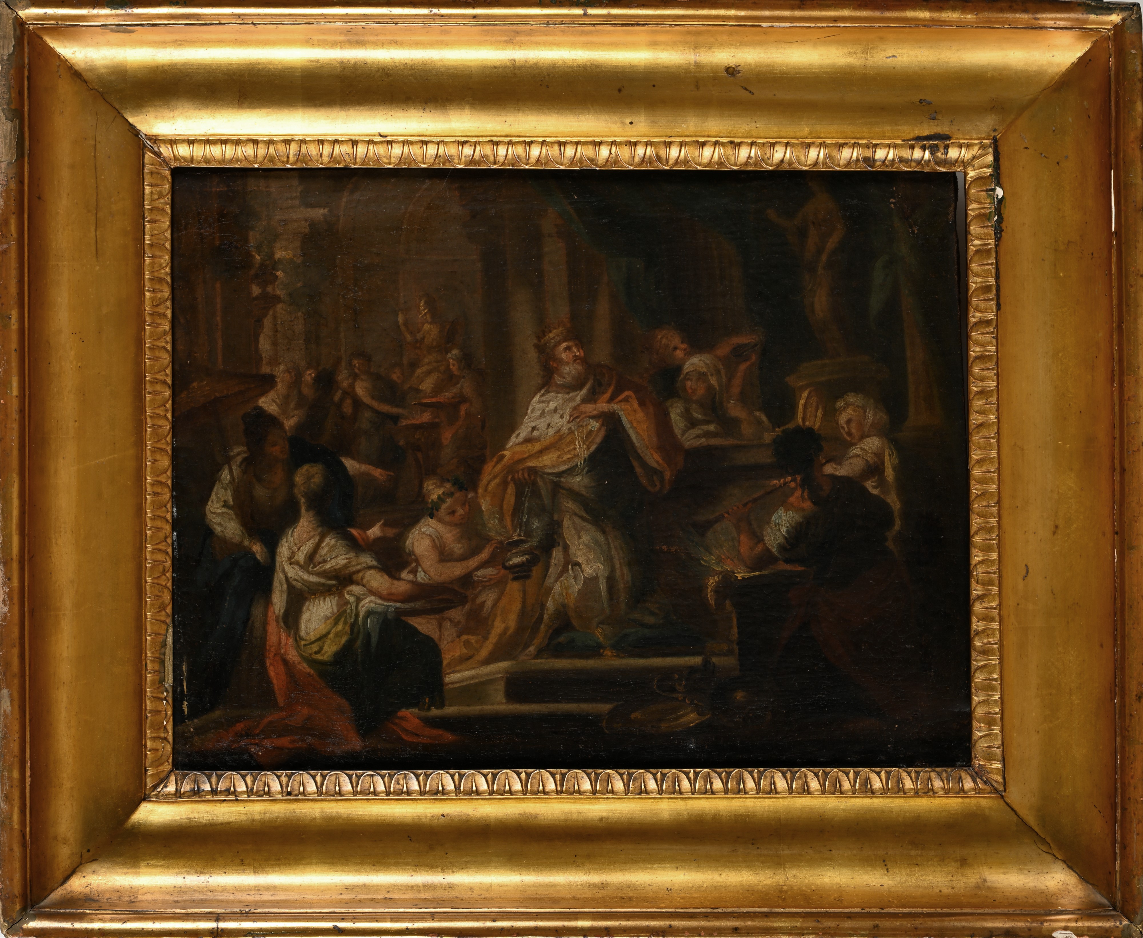 Scuola Romana del XVIII Secolo - A) L’idolatria di Re Salomone; B) Alessandro Magno nel Tempio di...