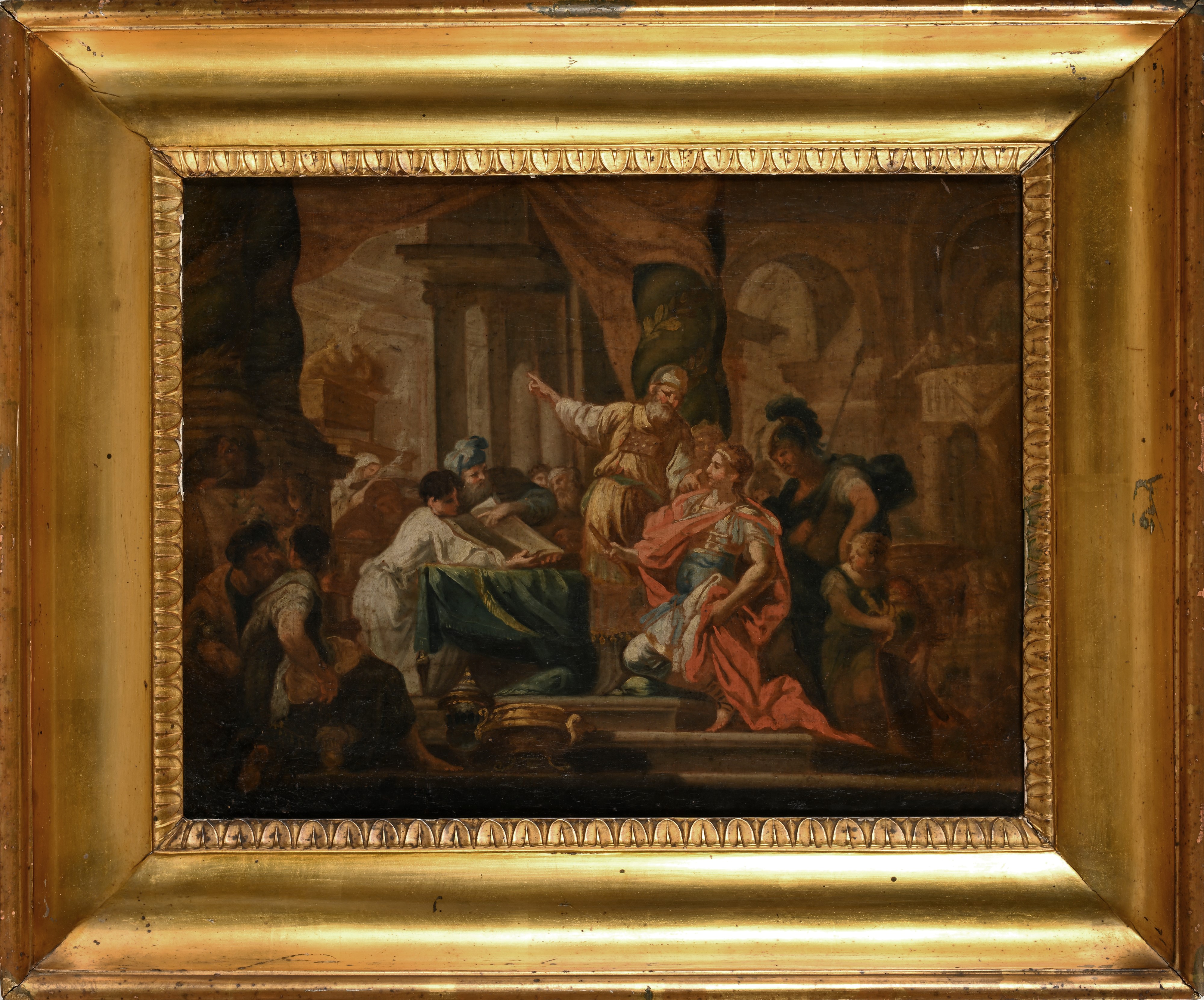 Scuola Romana del XVIII Secolo - A) L’idolatria di Re Salomone; B) Alessandro Magno nel Tempio di...