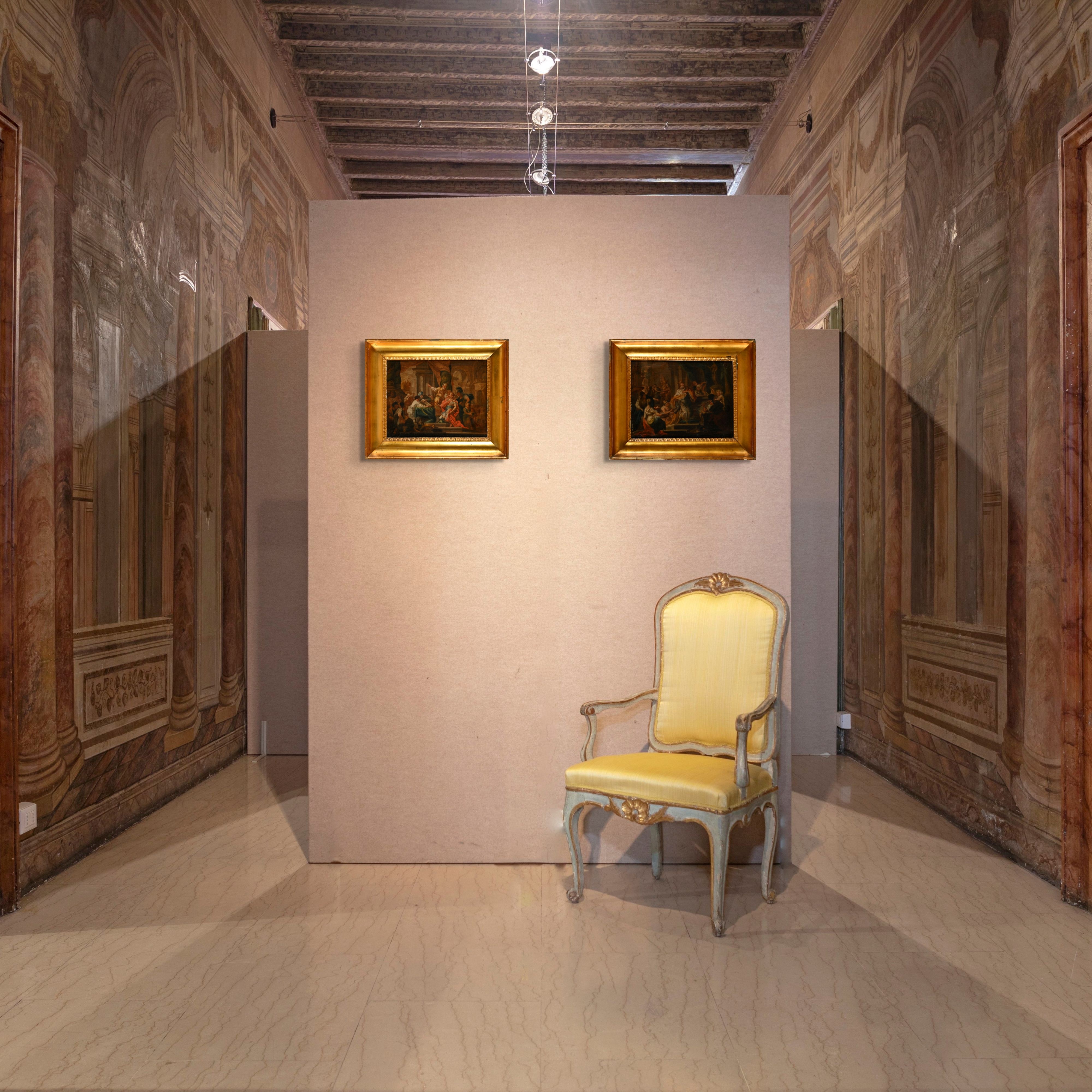 Scuola Romana del XVIII Secolo - A) L’idolatria di Re Salomone; B) Alessandro Magno nel Tempio di...