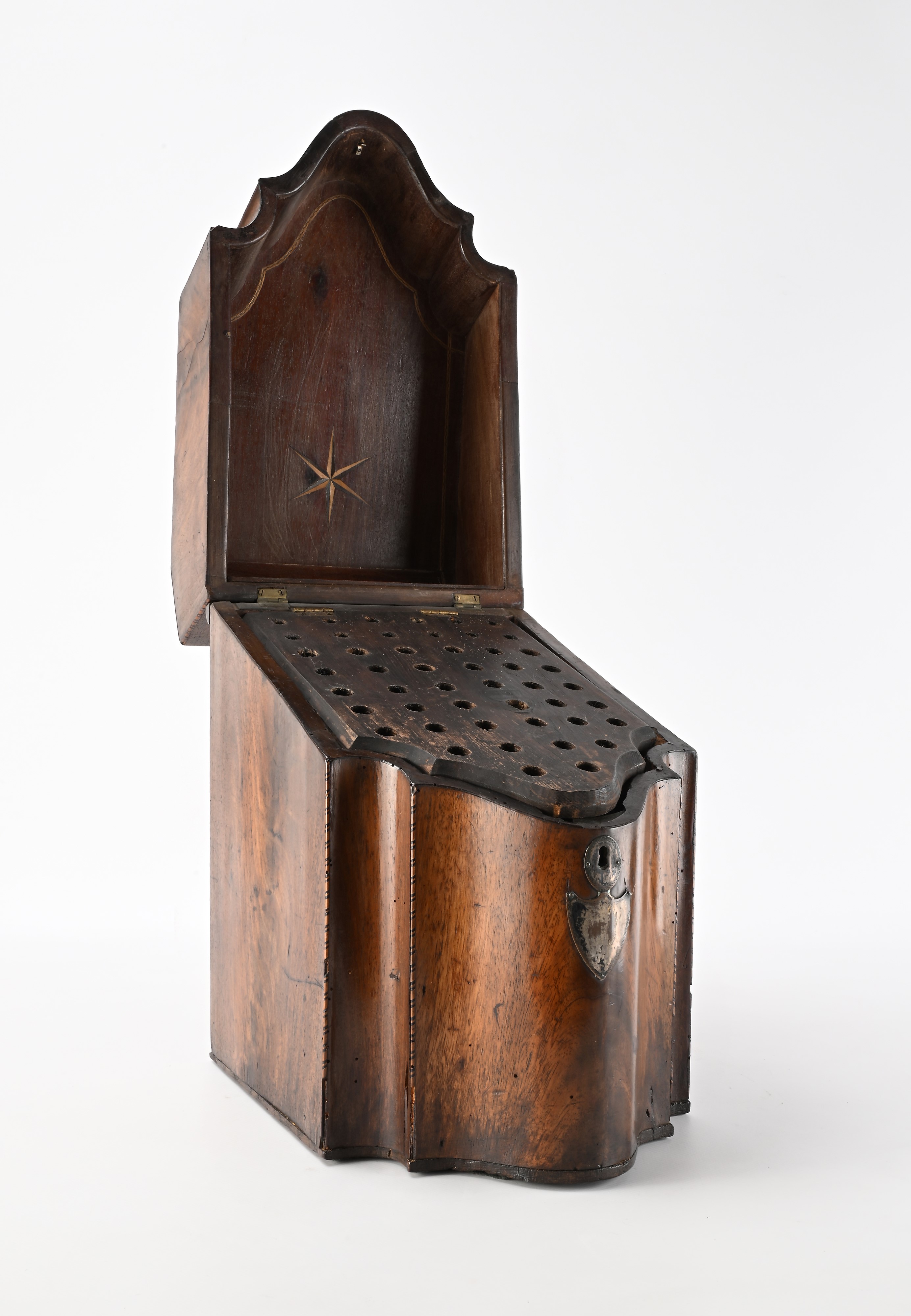 Scatola portaposate in mogano e satinwood, Inghilterra, XIX secolo