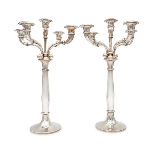 Coppia di candelabri in argento a doppio uso, Vienna 1836