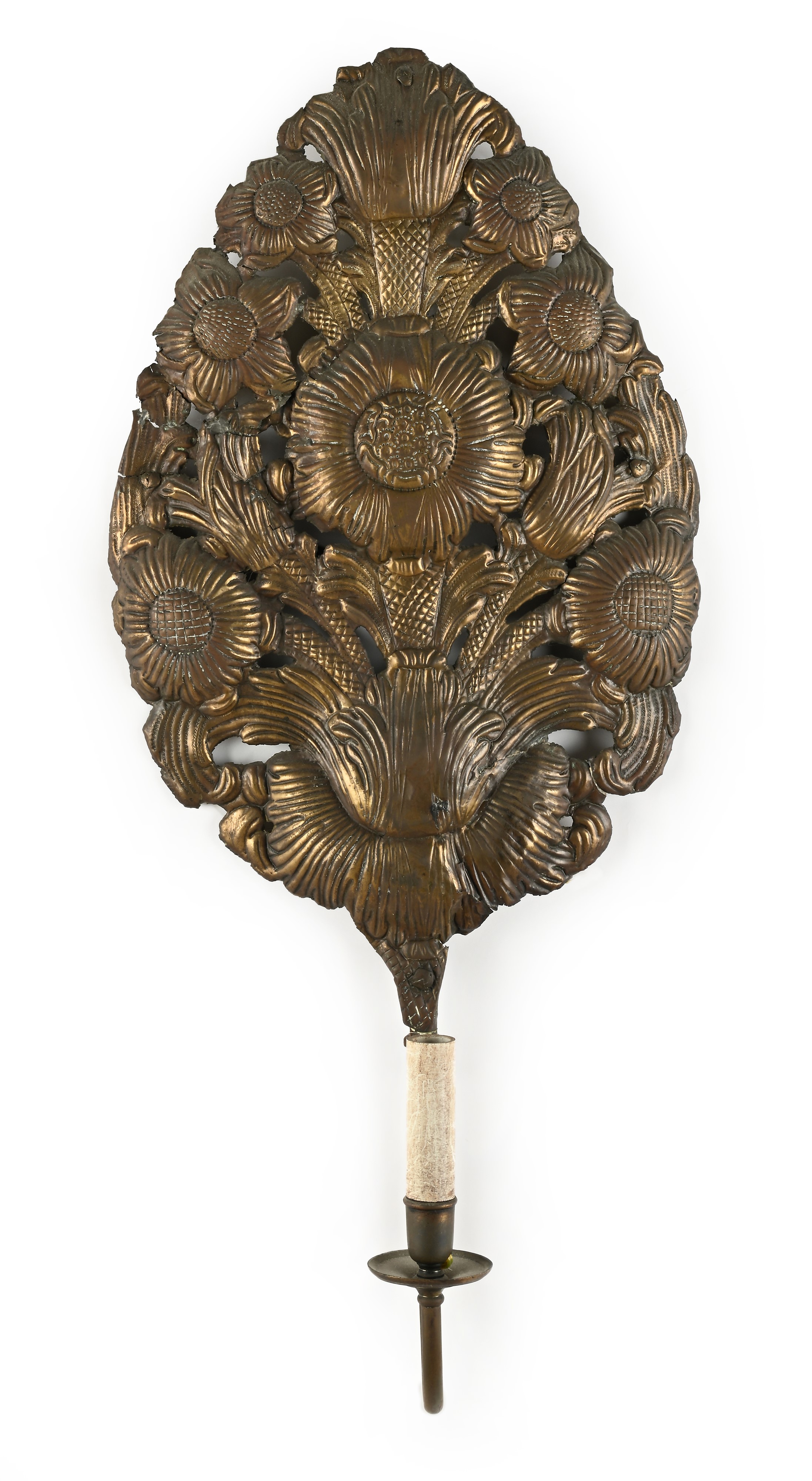 Tre palme in metallo sbalzato e dorato, XVIII/XIX secolo