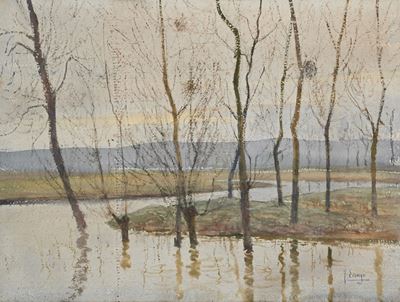 Paesaggio Fluviale con Alberi Spogli