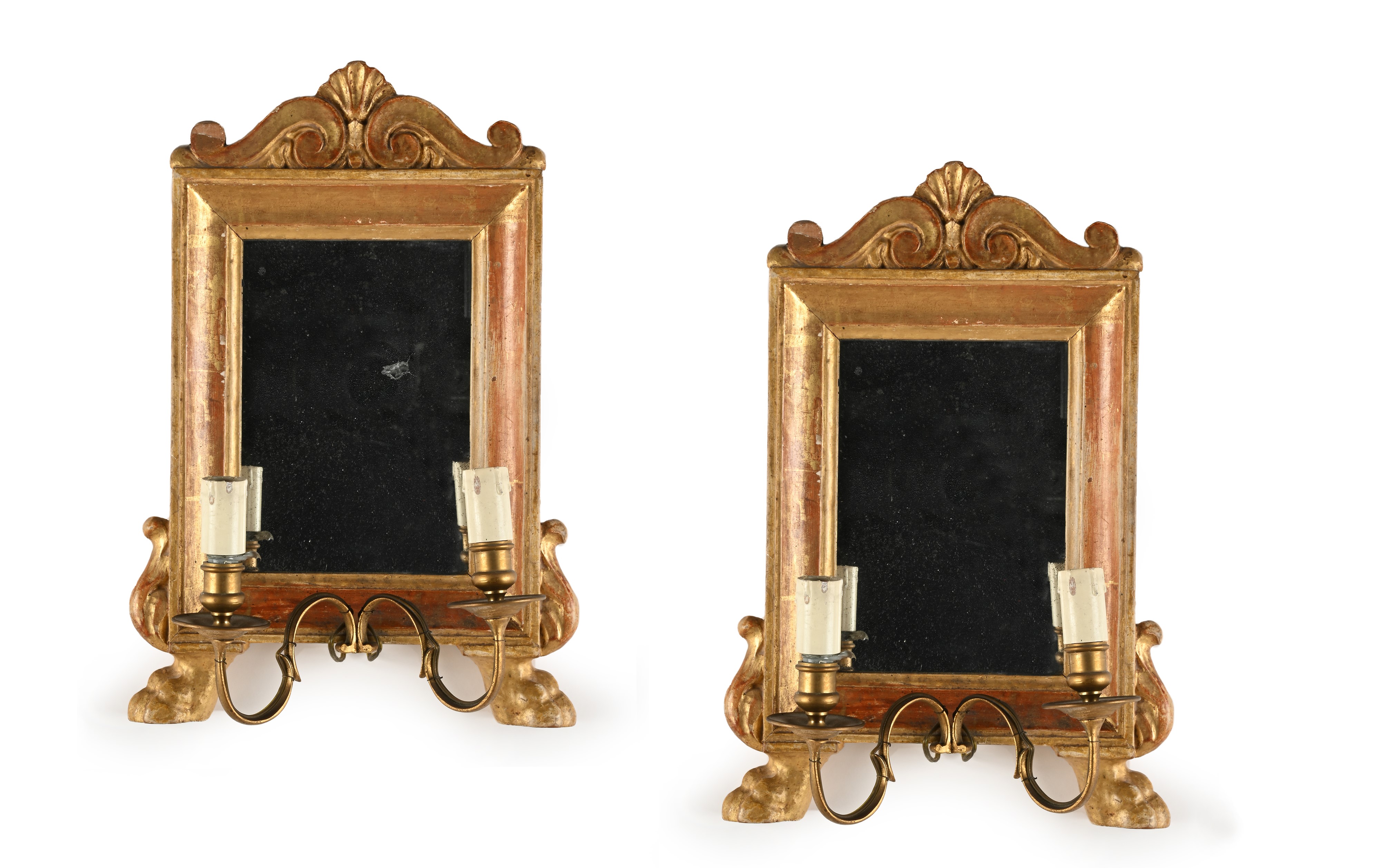 Coppia di carte gloria in legno dorato, XIX secolo