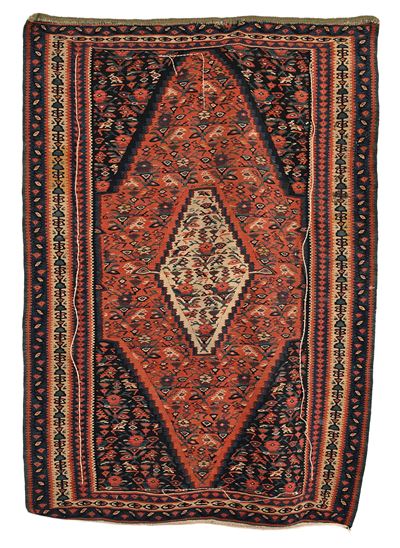 Tappeto Kilim Sharkoy Fondo Rosso, Inizio XX Secolo