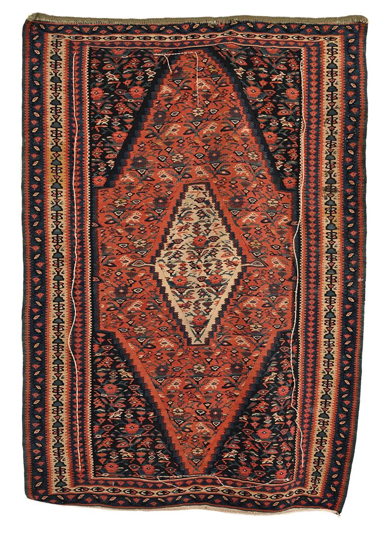 Tappeto Kilim Sharkoy Fondo Rosso, Inizio XX Secolo