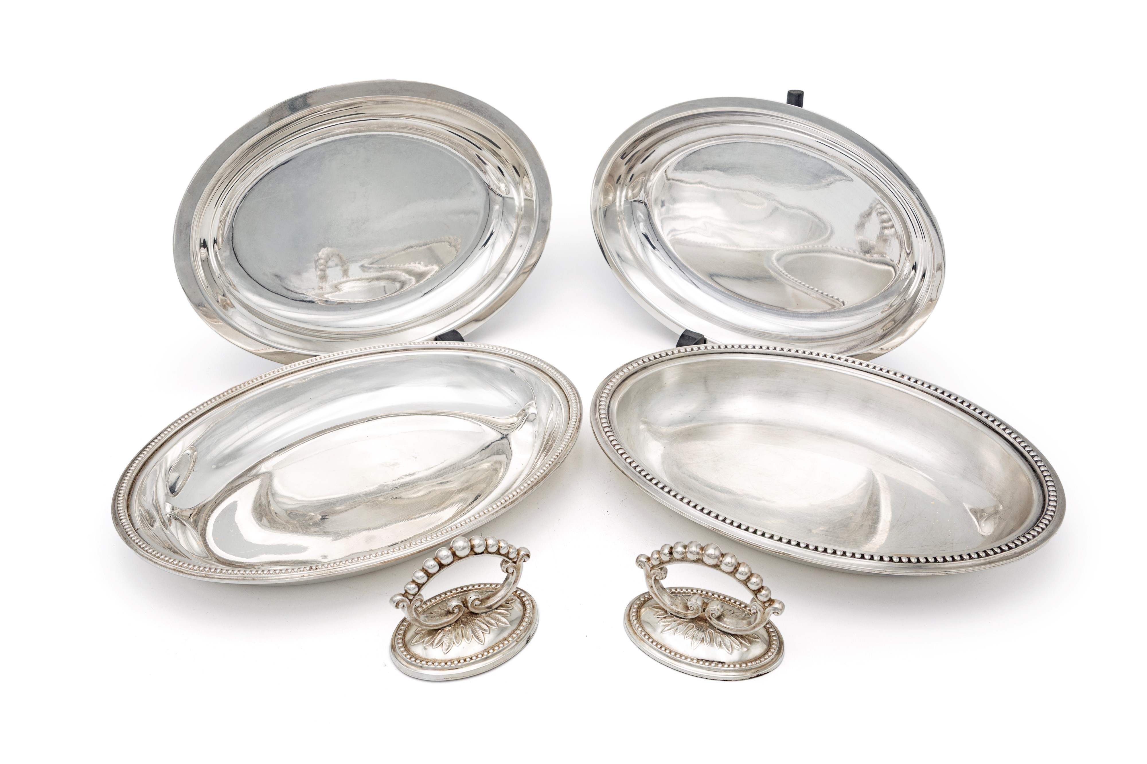 Due portavivande ovali in sheffield, Inghilterra, XIX secolo