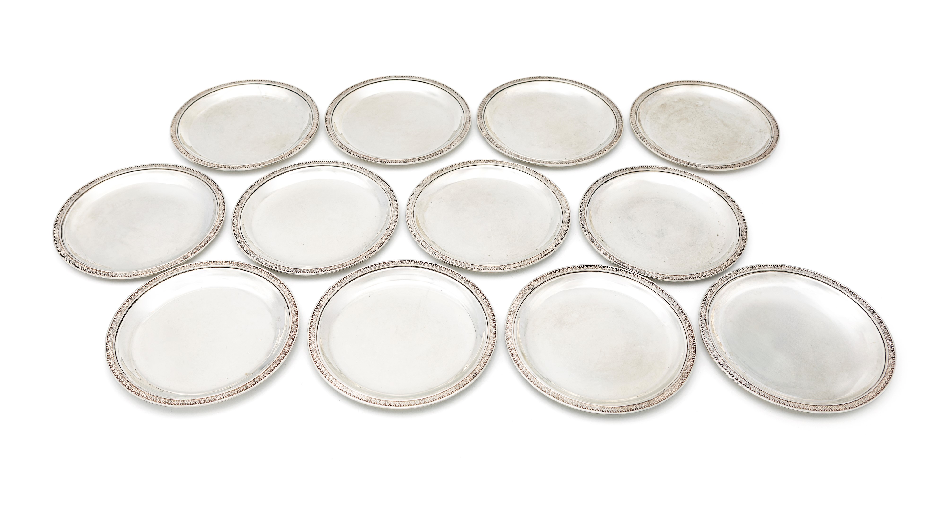 Dodici Piattini da Pane in Argento 800/000, Frugoni