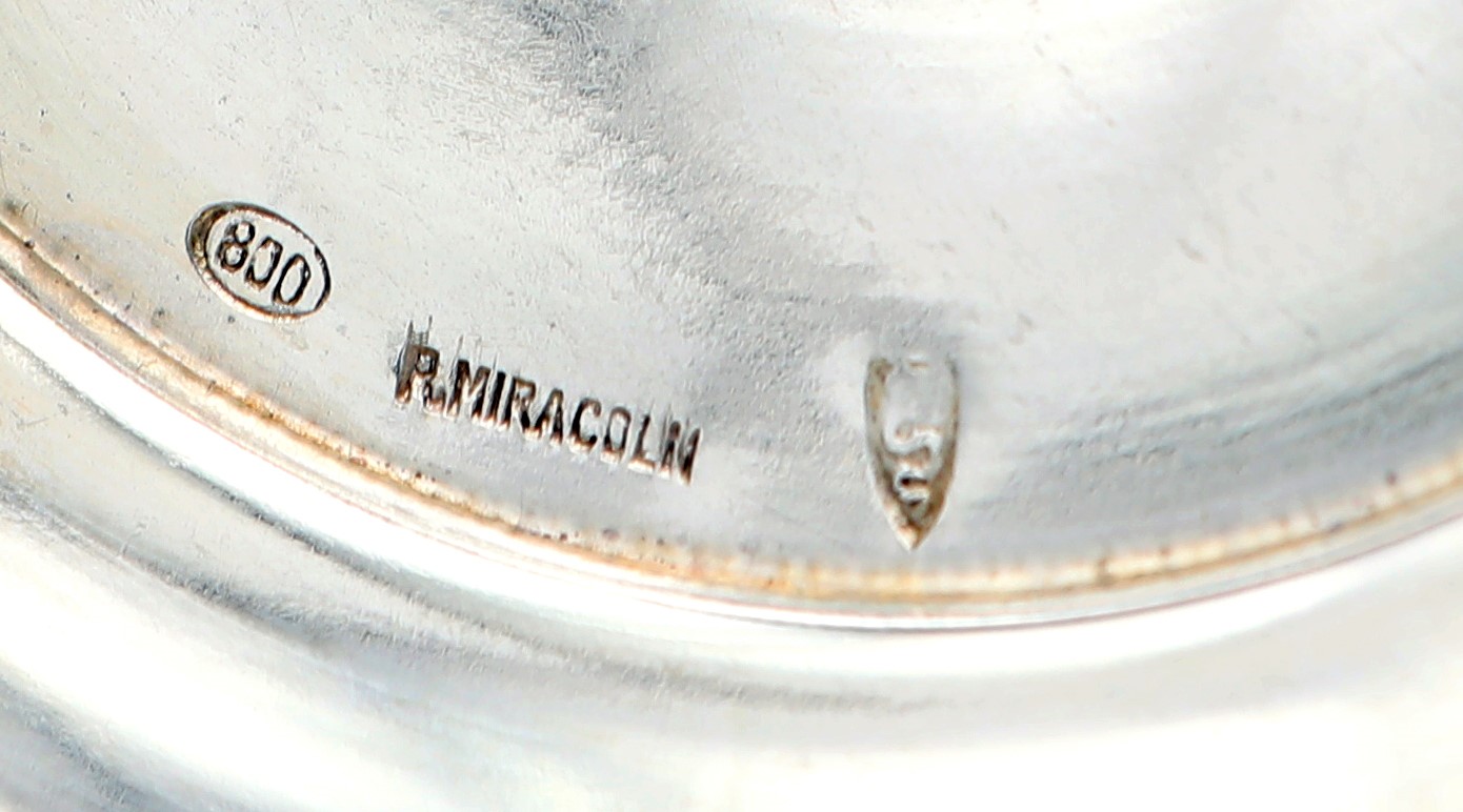 Servizio da Tè e Caffè in Argento 800/000 con Vassoio Ovale, Romeo Miracoli, Milano, XX Secolo