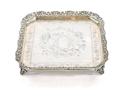 Vassoietto Quadrangolare in Argento, Medio Oriente, XIX Secolo