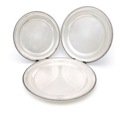 Tre Piatti da Portata in Argento 800/000 di Forma Circolare, Frugoni, Roma