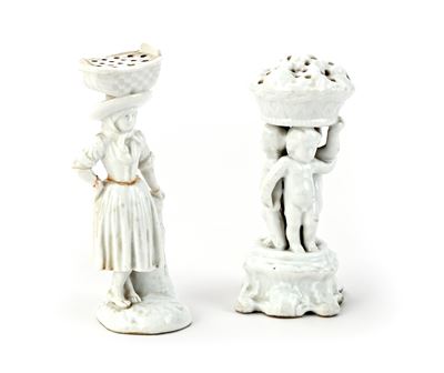 Due Porta Stecchini in Ceramica Bianca di Diverse Manifatture, XIX Secolo