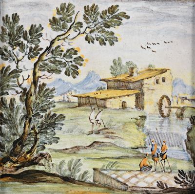 Mattonella in Maiolica Policroma, Manifattura di Castelli, XX Secolo