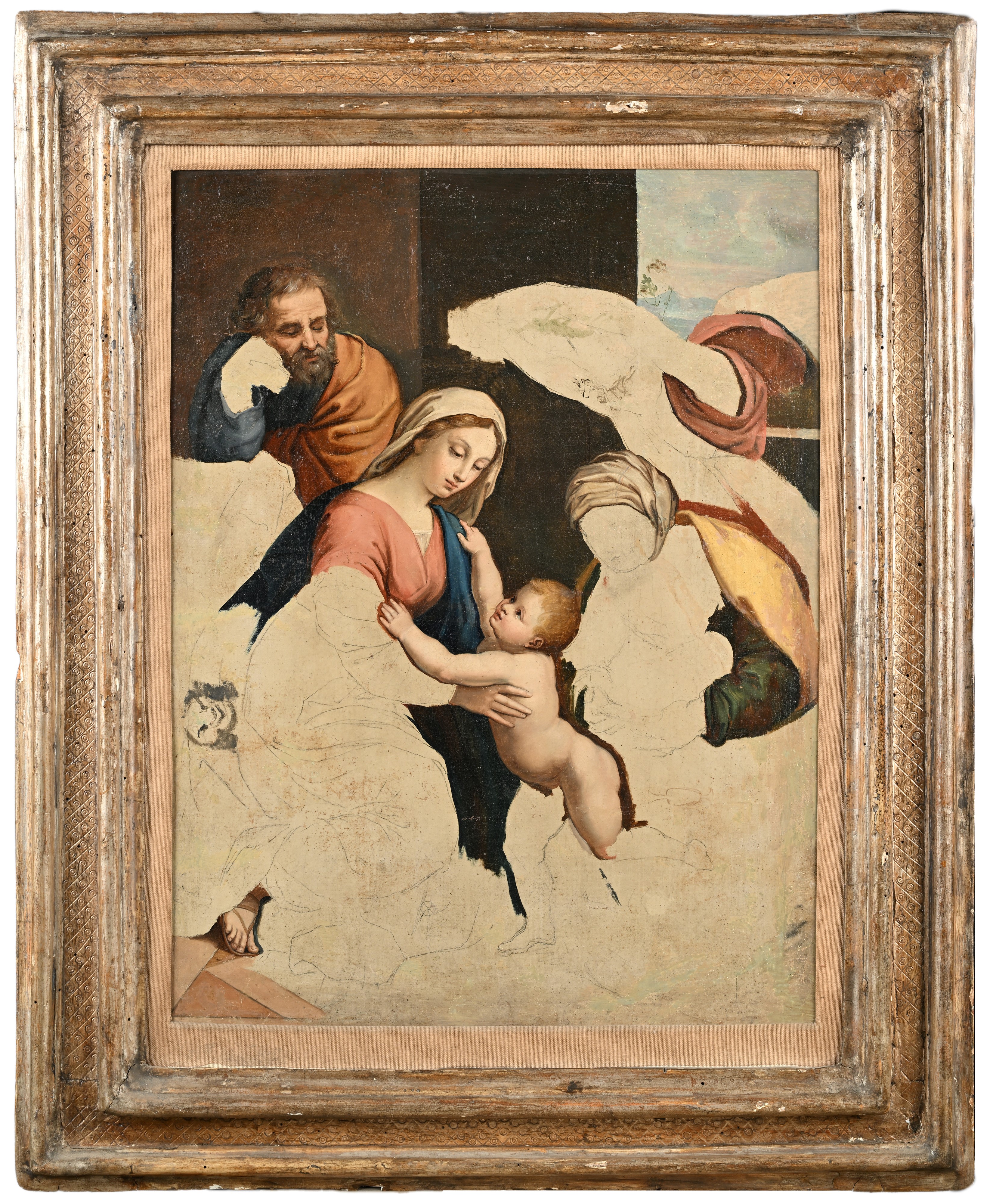 Sacra Famiglia - Dipinto Non Finito, Probabilmente XVIII Secolo