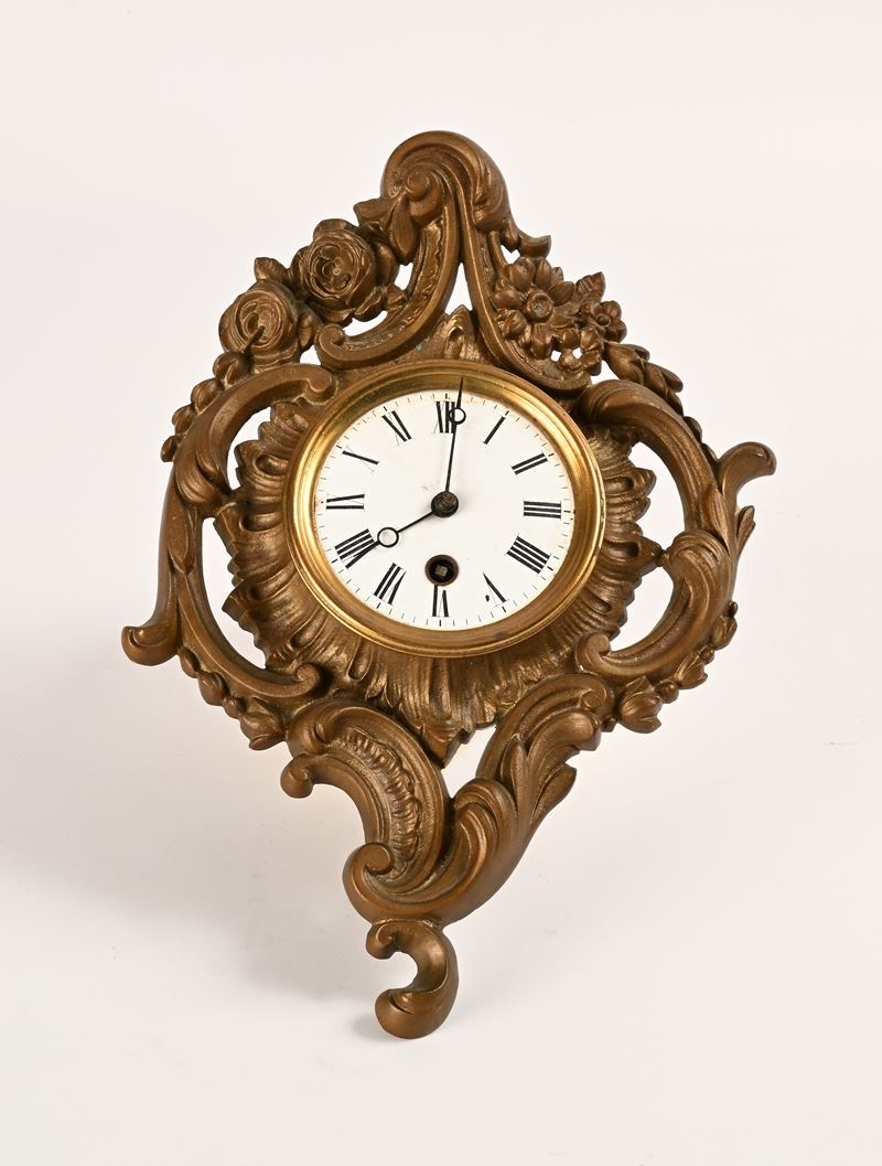 Piccolo Orologio Cartel in Bronzo, Fine XIX Secolo