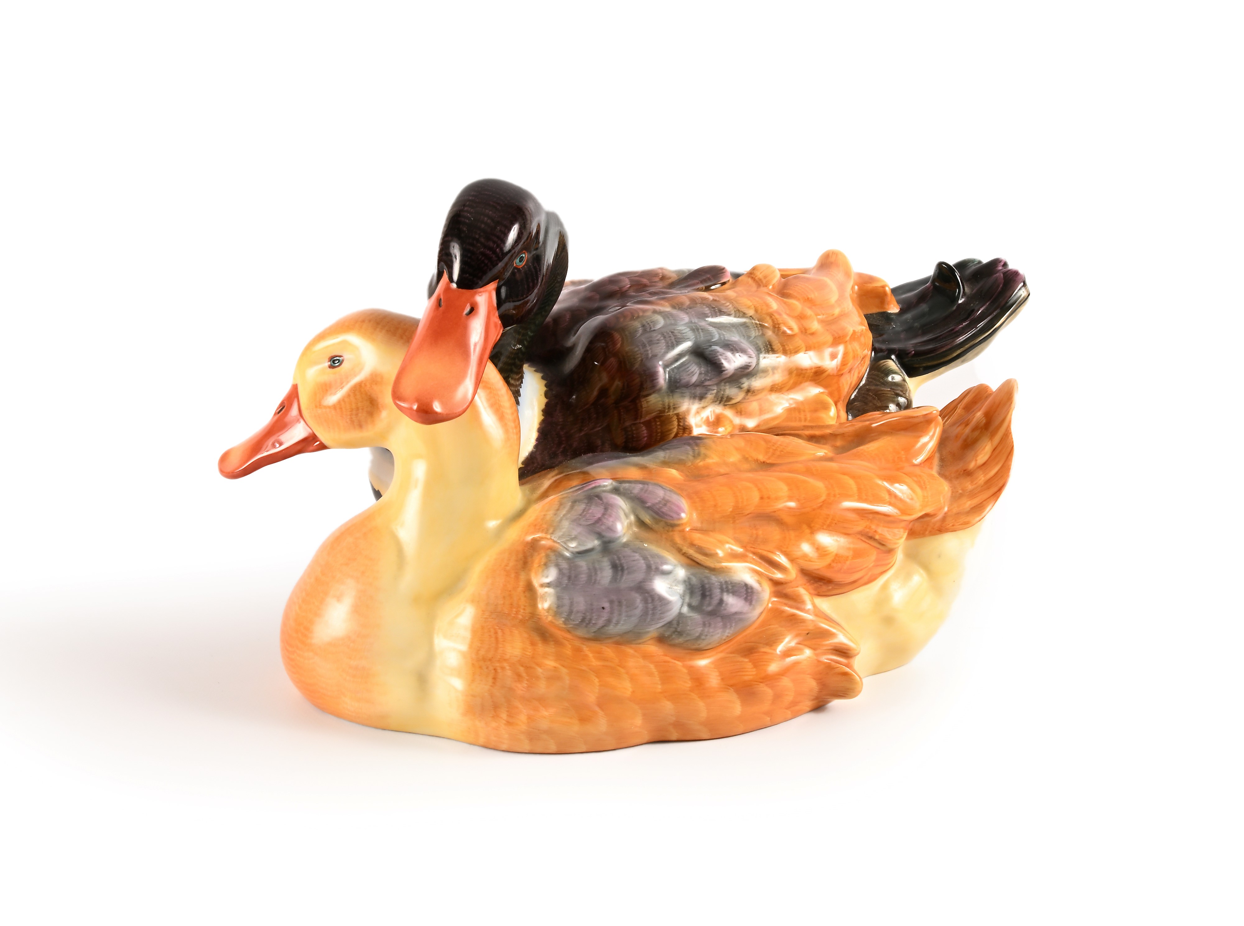 Coppia di papere in porcellana dipinta Herend