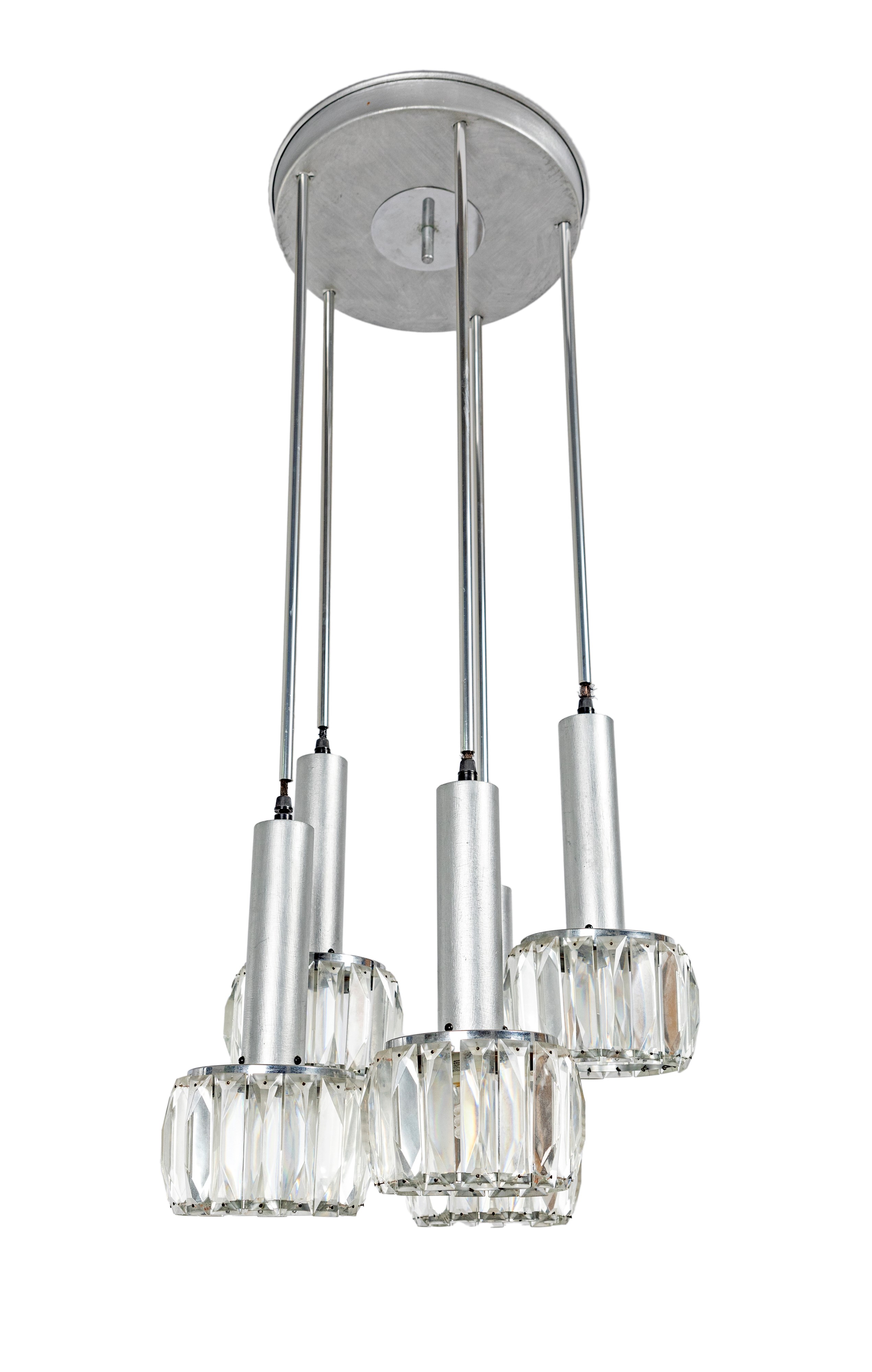 Lampadario a Cinque Luci da Soffitto in Metallo e Cristallo