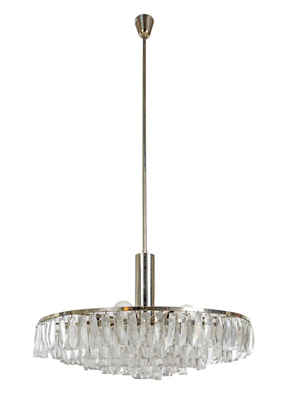 Lampadario a 8 luci da soffitto in metallo e ciondoli in cristallo