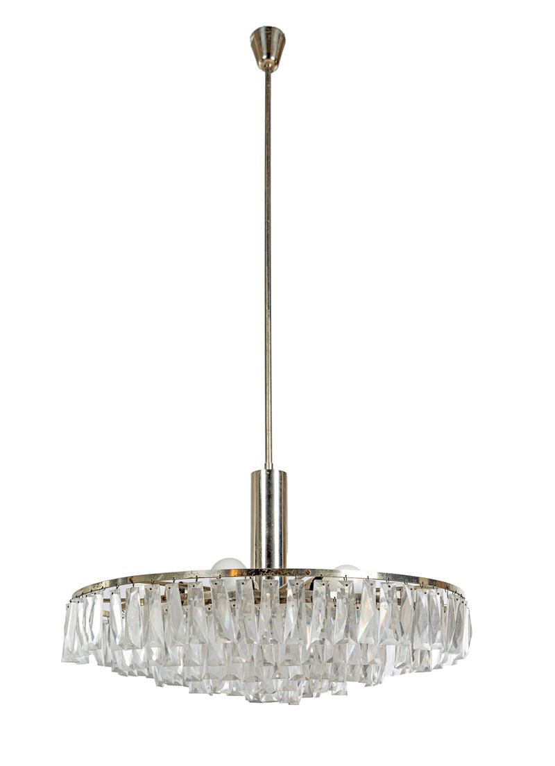 Lampadario a 8 Luci da Soffitto in Metallo e Ciondoli in Cristallo