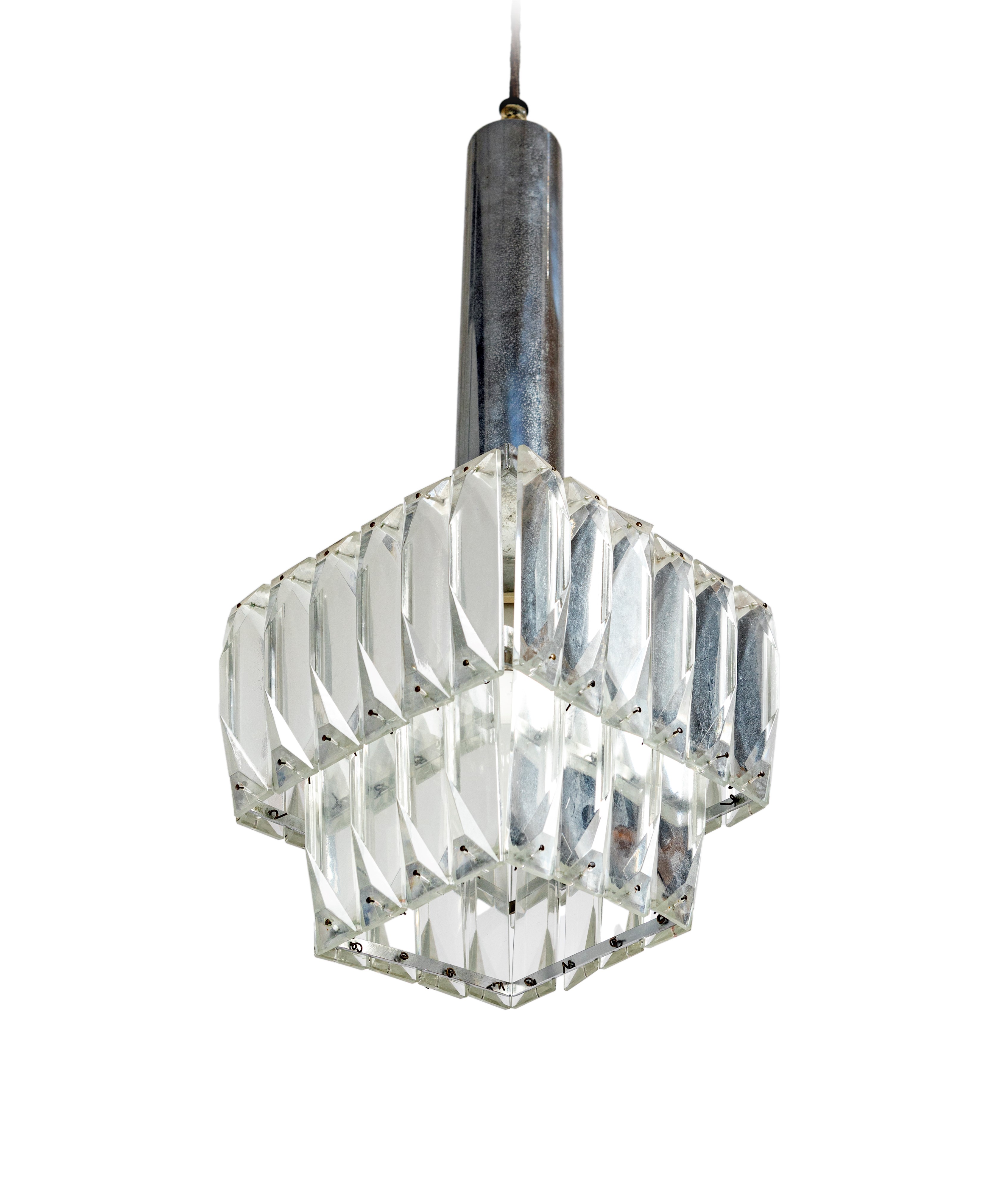 Lampadario da Soffitto in Metallo e Ciondoli in Cristallo