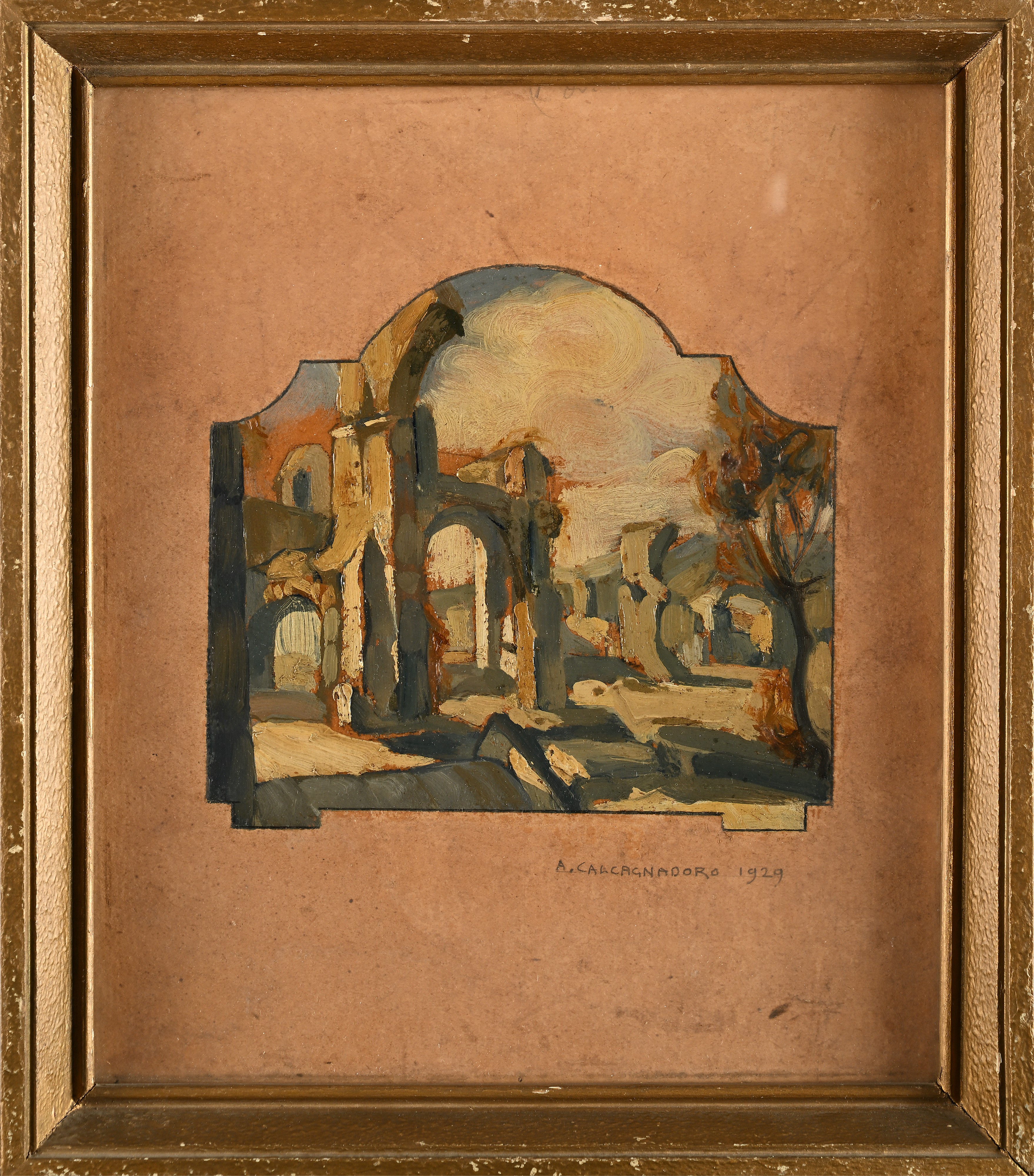 Antonino Calcagnadoro - Due Paesaggi con Antiche Rovine Architettoniche