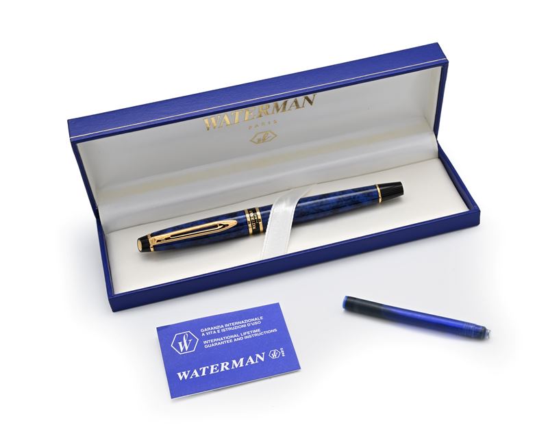 Waterman Expert - Penna Stilografica in Metallo e Lacca Blu (w10023981)