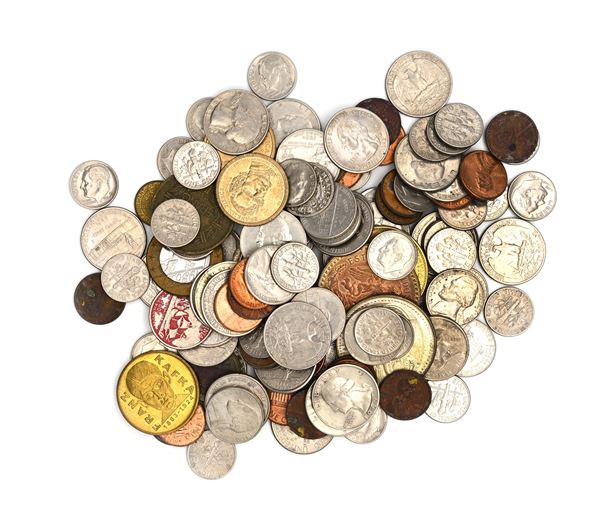 Lotto di monete e medaglie di metallo vile