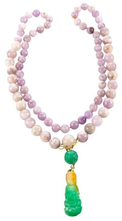 Collana Giada Lilla e Ciondolo Giada Verde, Gr 90,20